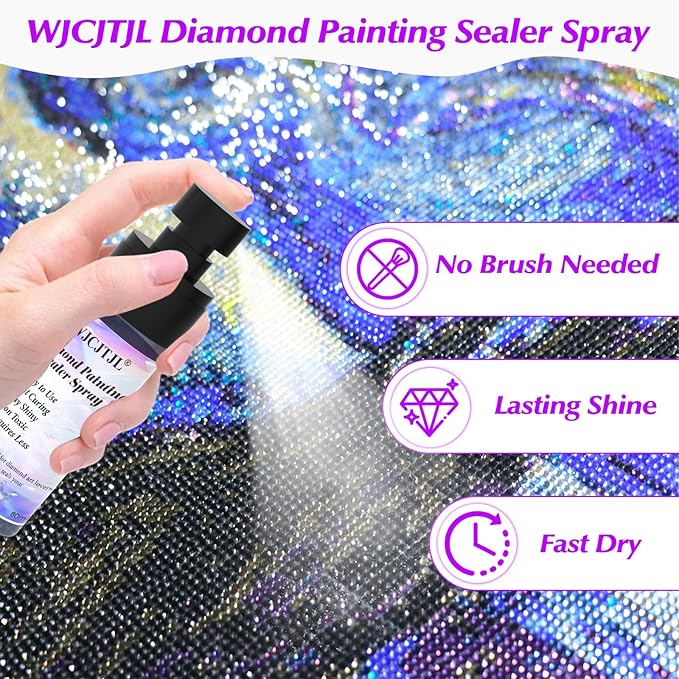Upgraded Diamond Painting Sealer Spray - 30 Minutes Quick Dry Diamond Art Sealer Glue, Keep Diamond Art Fixed and Shiny, Diamond Art Accessories and Tools, Easy to Use, No Brush Needed (2 Pack)