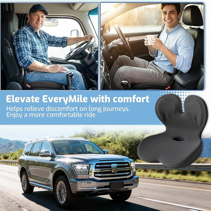 Memory Foam Seat Cushion,Orthopedic Ergonomic Seat Cushions for Tailbone,Sciatica, and Back Pressure Relief,L-Shaped Design & Adjustable Strap,Lumbar Support Pillow for Office,Car,Desk Chair