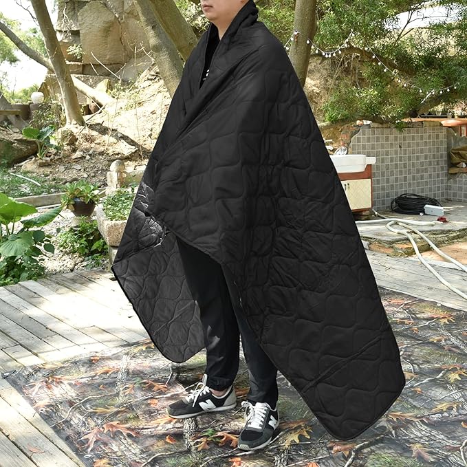 Poncho Liner Military Insulation Blanket Camo with Compression Carry Bag for Outdoors Hiking Jungle Hunting Gear