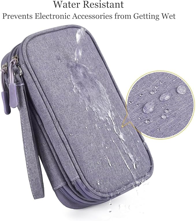 Electronic Organizer Travel Cable Accessories Bag, Electronic Organizer Case, Electronic Accessories Organizer Bag for Power Bank, Charging Cords, Chargers, Mouse, USB Cable, Earphones (Purple)