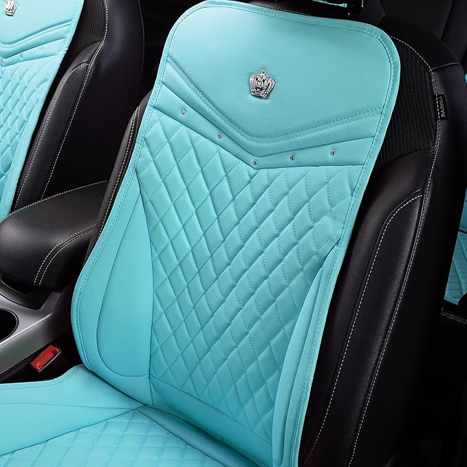 Flying Banner car seat Covers seat Cushions Luxe Fit Faux Leather Easy Installation Vehicles Non Slip Premium (Solid Mint Green, Full Set)