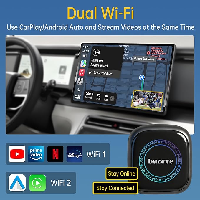 Magic Box 3.0 Max 2026 Upgrade - 32G Car Streaming Device with Netflix, YouTube, Disney+, Wireless Apple CarPlay & Android Auto Adapter, Support HDMI Output & USB Drive, for OEM Wired CarPlay Cars