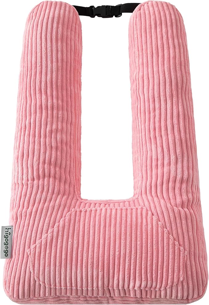 HIGOGOGO Washable Travel Pillow, Car Pillow for Kids & Adults, Travel Pillows with Removable Soft Cover and High-Support Foam, Fix Neck and Body Sitting/Sleeping on The Trip, Pink