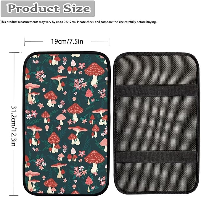 JoyLamoria Mushroom Automotive Armrest Pad Protector for Women Mushroom Car Armrest Cover Easy Install