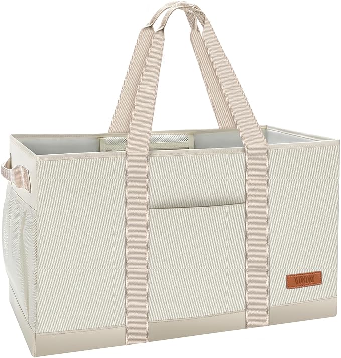 WONDAY Extra Large Utility Tote Bag - Standing Reusable Grocery Bag with Handle