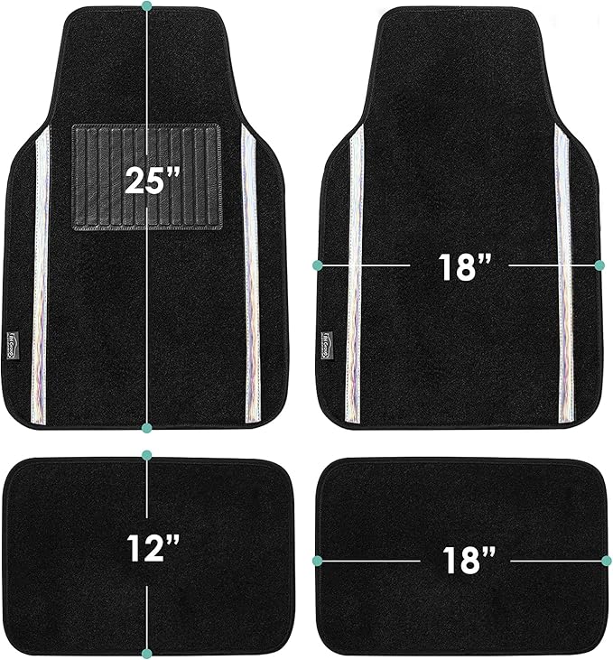 FH Group Universal Fit Car Floor Mats – All-Purpose Carpet Floor Mats & Protectors for Cars, SUVs & Trucks, Durable Automotive Carpet Mats, White & Black