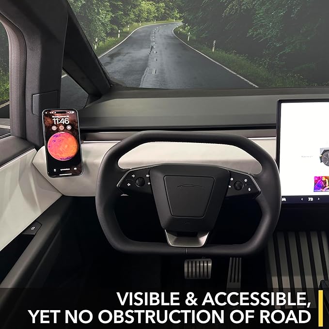 TWRAPS Phone Mount Charger for Tesla Cybertruck 2024-2026, Compatible with MagSafe Cases and iPhone 17 Including Pro & Max, No Glue Magnetic Dash Anchor, Cyber Truck Dashboard Accessories