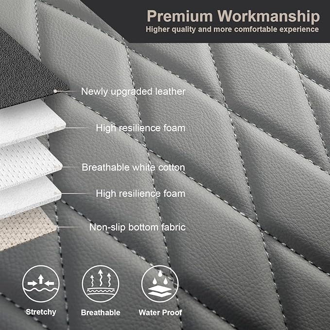 GIANT PANDA Bottom Seat Cover for Trucks&SUV, Front PU Leather Driver Seat Protector Fit for Chevy,Ram,Toyota,GMC,Ford F150 F-Series (Grey-2PCS)