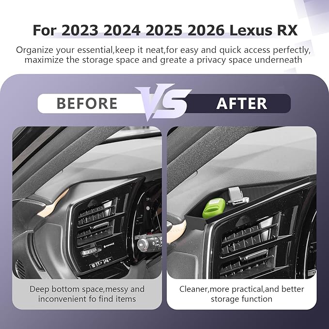 LUWU 2026 RX Dashboard Non-Slip Mat Compatible with 2023 2024 2025 2026 Lexus RX350/RX450/RX500 Accessories Silicone Protective Pad Liner Protective Pad Center Console Liner Mat Black