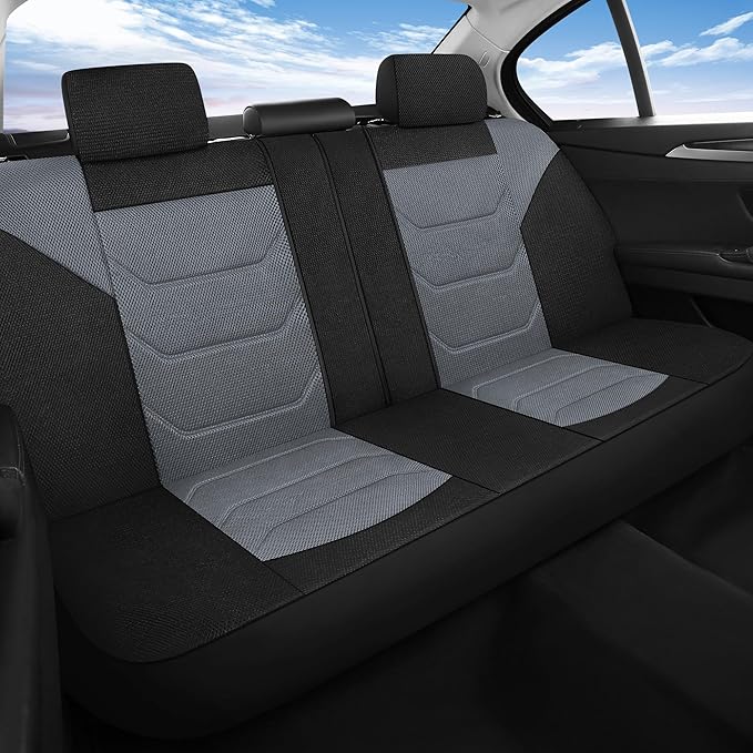 3D Air Mesh Car Seat Cover Full Sets Washable and Breathable Premium Cloth Automotive Vehicle Seat Covers for Cars Interior, Universal Fit for Most Cars, Sedan, Truck, SUV(Black/Gray)