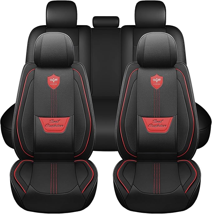 LINGVIDO Car Seat Covers Full Set (5 Seats) - Premium Perforated Nappa Leather, Waterproof Shield, Omni-Adapt Fit SUVs Sedans, Ultimate Family & Pet Protection