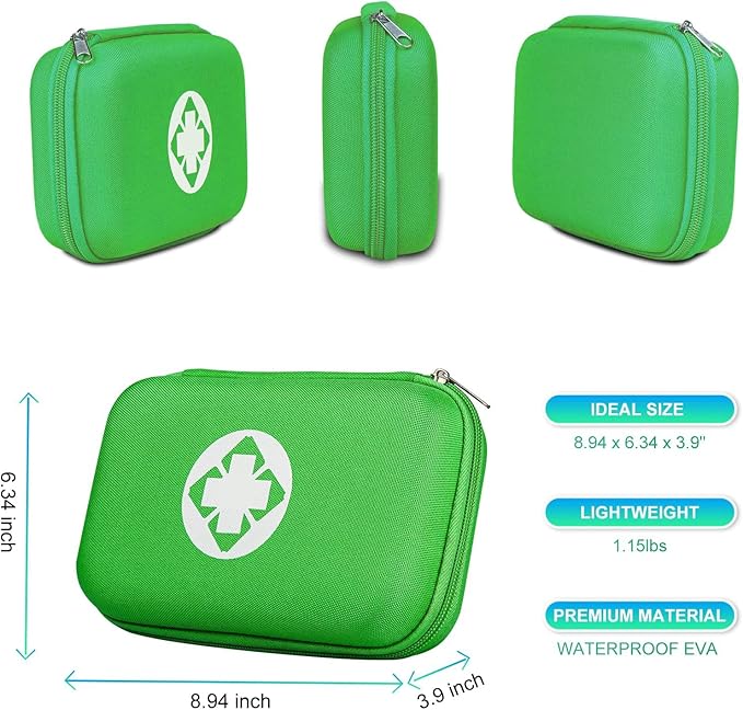 276 Car First Aid Kit for Business, Portable First Aid Kits Travel Szie Emergency Essentials Supplies for Outdoor Activities Skating Boating, Green AMORNING