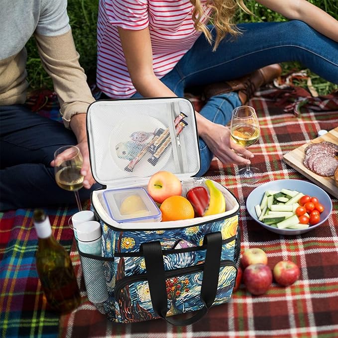 Cooler Bag Insulated Picnic Bag Large Lunch Box Reusable Tote Bag Soft Sided Portable Beach Cooler Grocery Camping