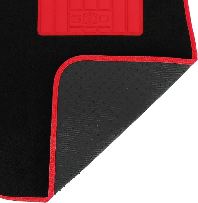 Universal Carpet Mats for Cars Carpet with Rubber Edge Red Non-Slip and Washable Front Mats 45 x 65 cm Rear 44 x 33 cm
