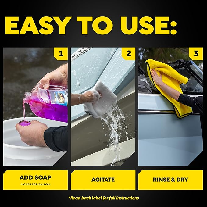 Meguiar's M43 Marine/RV Boat Wash,pH-Balanced Boat/RV Wash for Protecting Fiberglass and Gel Coat,Streak-Free Shine that Keeps Surfaces Clean and Protected,64 Oz,(Pack of 2)