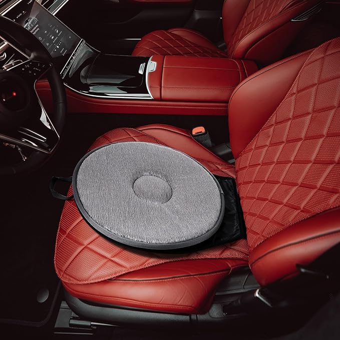 Cabilock 1PCS Rotating Car Seat Cushion Non Slip Swivel Cushion for Elderly Driver Ergonomic Auto Seat Pad 20.47X15.74 Inch Comfort Support for Vehicle