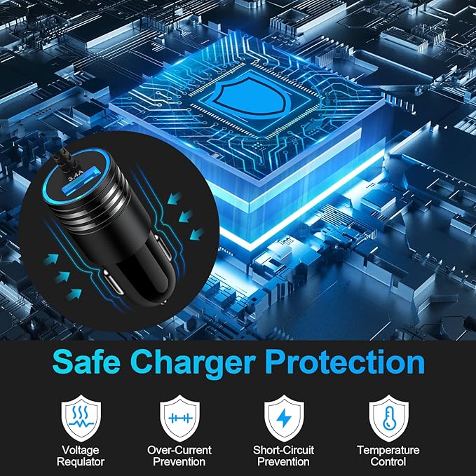 Android Car Charger Fast Charging Cord Type C 3.4A USB C Cigarette Lighter Adapter with Coiled Cable for Samsung Galaxy S26 S25 S24 S23 Z Flip 7 6 Z Fold 7 6 5 A57 A37 A17 A16 A35 A25 A15 A54 A14 A53