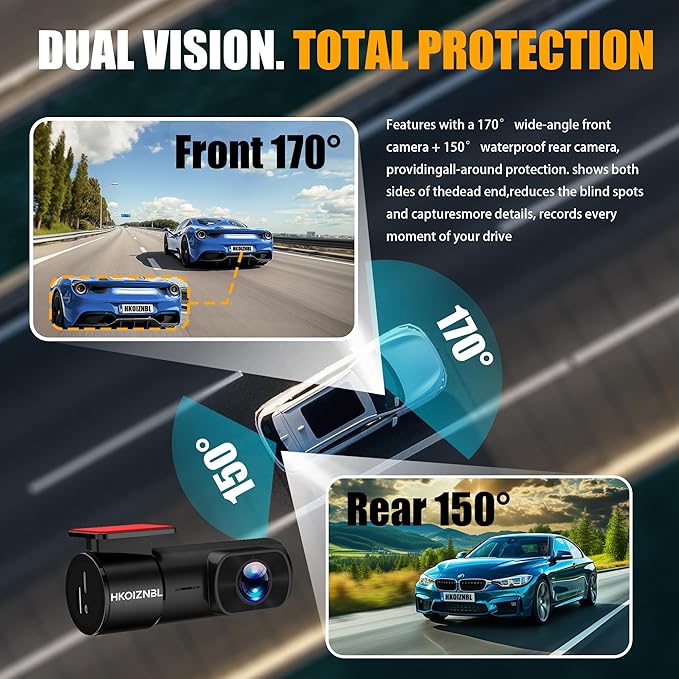 Dash Camera Car Front Rear, 4K/2.5K Full UHD Dash Camera for Cars, Included 32GB Card,1.47” IPS Screen Mini Dashcam,170°Wide Angle, Built-in Wi-Fi, WDR, Night Vision