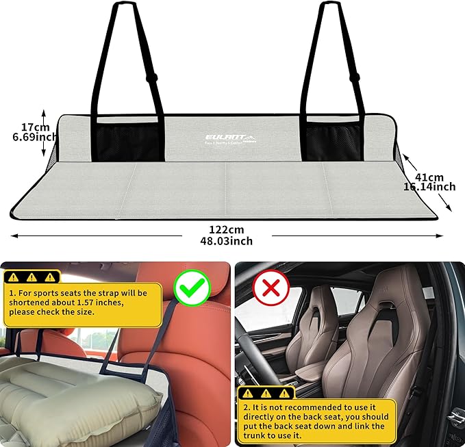 Portable Air Mattresses for Sleeping,Car Rear Seat Mattress Extension Plate,Folding Car Bed Mattress,Increase Travel Trunk Space & Car Bed Camping Space for Car/SUV/Model Y/3-Camping Essential ﻿