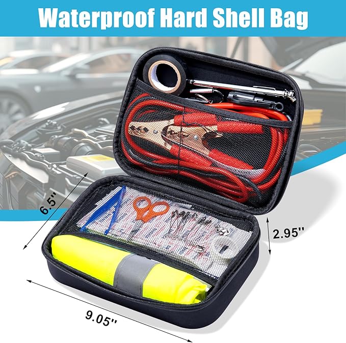 AUTODECO Car Roadside Emergency Kit, Car Safety Kit for Men Portable Car Kits for Emergency, Pink