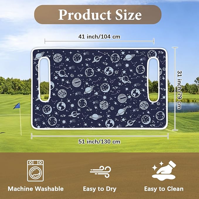 Blue Golf Cart Seat Covers, Golf Cart Seat Towel Blanket Club Car for Golf Lover, Golf Cart Accessories, Keep Seat Comfortable and Cool for 2-Seat Golfs Carts, Gifts for Christmas Thanksgiving