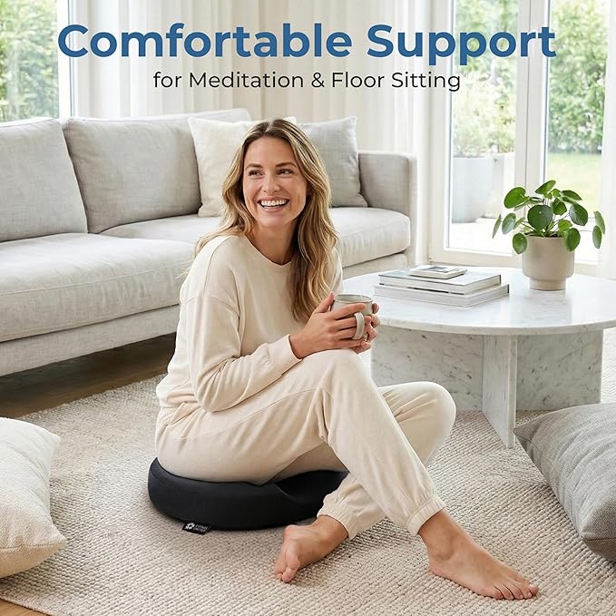 5 STARS UNITED Donut Pillow Hemorrhoid Tailbone Cushion – Large Floor Cushion for Pain Relief – Coccyx, Prostate, Sciatica, Pelvic Floor, Pressure Sores, Pregnancy, Postpartum Recovery, Gray