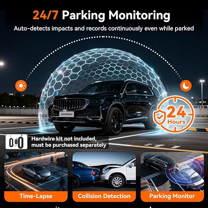 4K+3x1080P 4 Channel Dash Cam, 360° All-Around View Dash Camera for Cars, Free 128GB Card Included, Built-in GPS, 2.4GHz Wi-Fi & App, 8 IR Night Vision, G-Sensor, 24H Parking Mode(Supports 256GB Max)