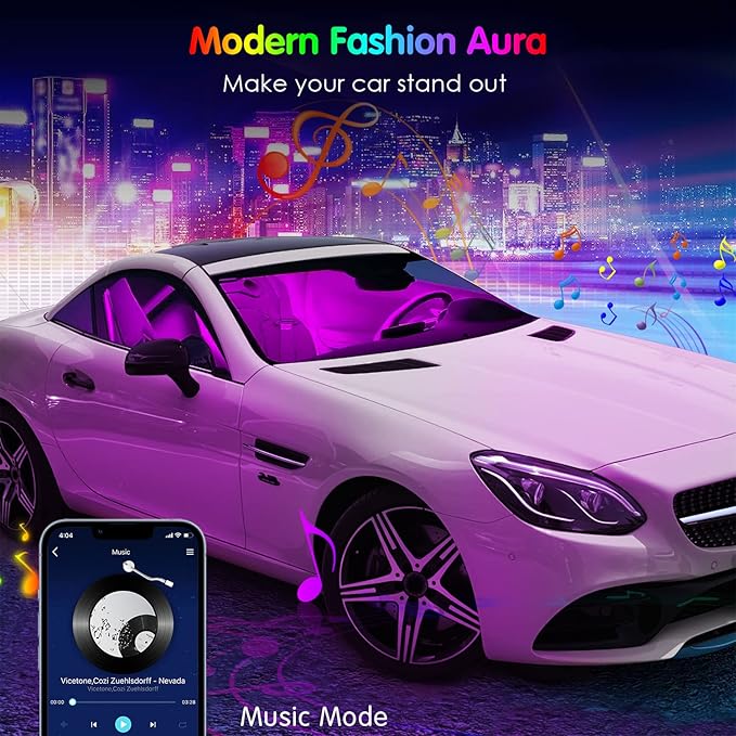 Interior Car Lights Keepsmile Car Accessories APP Control with Remote Music Sync Color Change RGB Under Dash Lighting with Charger 12V LED Lights Running Board Lights