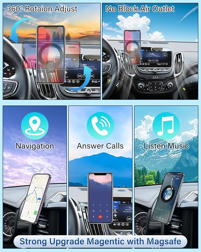 PZK Car Phone Mount for Honda CRV CR-V 2017 2018 2019-2020 2021 2022 Accessories 5th Gen CRV Custom Air Vent Car Phone Holder Magnetic Hands Free 360° Rotation Phone Automobile Cradles
