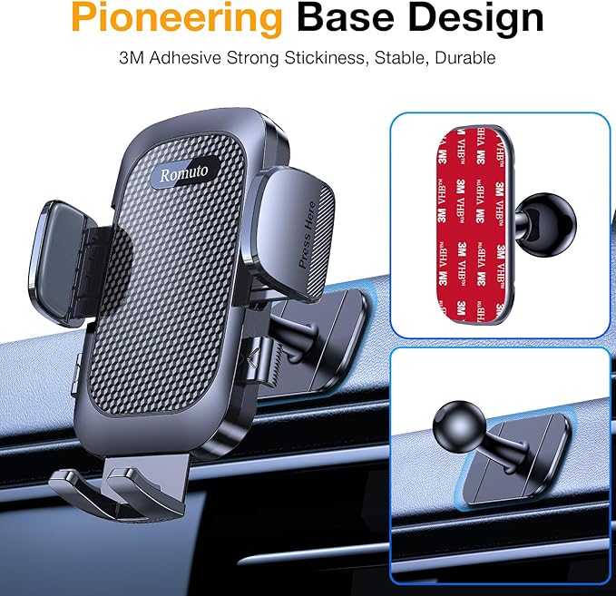 Romuto Phone Holders for Your Car Phone Holder Mount【Super Suction】Cell Phone Mount for Car Accessories for Women Men Windshield/Vent/Dash Truck Stand Desk Mount Clamp Holder for iPhone Samsung Camera