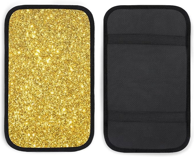for Beautiful Gold Glitter Sparkles Pattern Car Armrest Cover Auto Center Console Pad Universal Car Decor Handrail Box Arm Rest Cushion Protector Lid