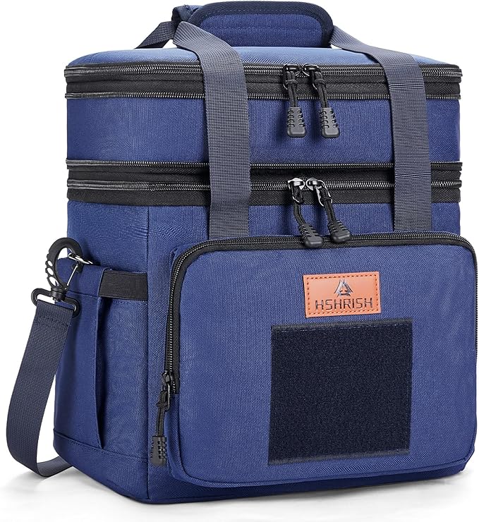 HSHRISH Lunch Box for Men, Expandable Insulated Large Lunch Bag, Heavy Duty Waterproof Leakproof Tactical Cooler Bag for Men Work Outdoor Picnic Day Trips, 24 Can/16 L, Blue