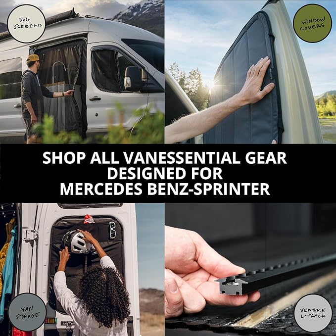 VanEssential Insulated Magnetic Blackout Front Door Window Covers (Pair) Designed for Mercedes-Benz NCV3 (Van Years 2007 to 2018) - Charcoal Gray