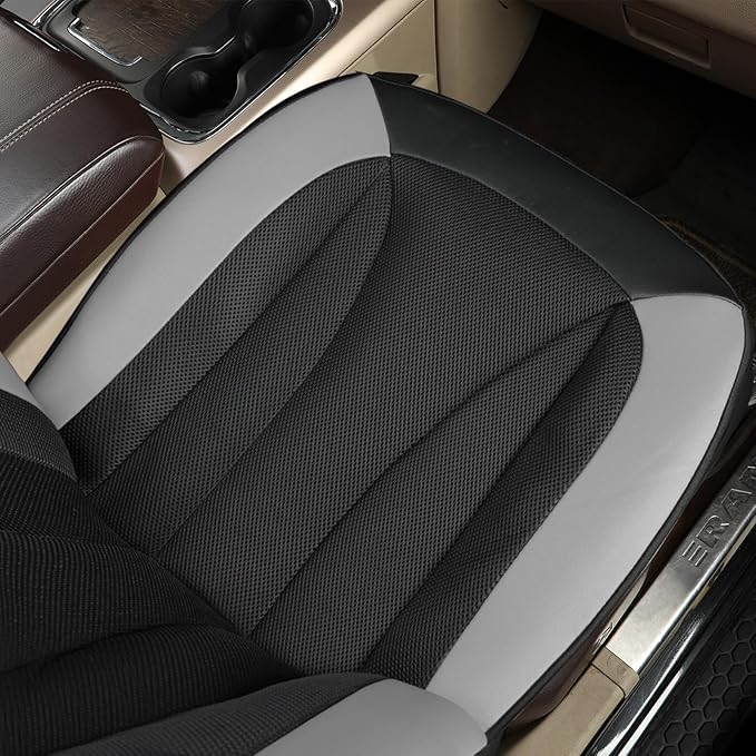 GIANT PANDA 2-Pack Front 3D Air Mesh Car Seat Covers Custom Fit Dodge Ram 1500 2500 3500 Trucks Seat Protectors with Composite Sponge Inside Breathable Automotive Interior Covers(Grey/Gray)