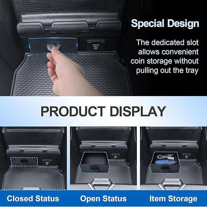 EDBETOS Storage Drawer Tray Compatible with 2019–2026 Dodge RAM 1500 2500 3500 Center Console Storage Drawer Accessories, Removable Cubby Organizer Box Insert Tray (Only Fits Models with Cubby)