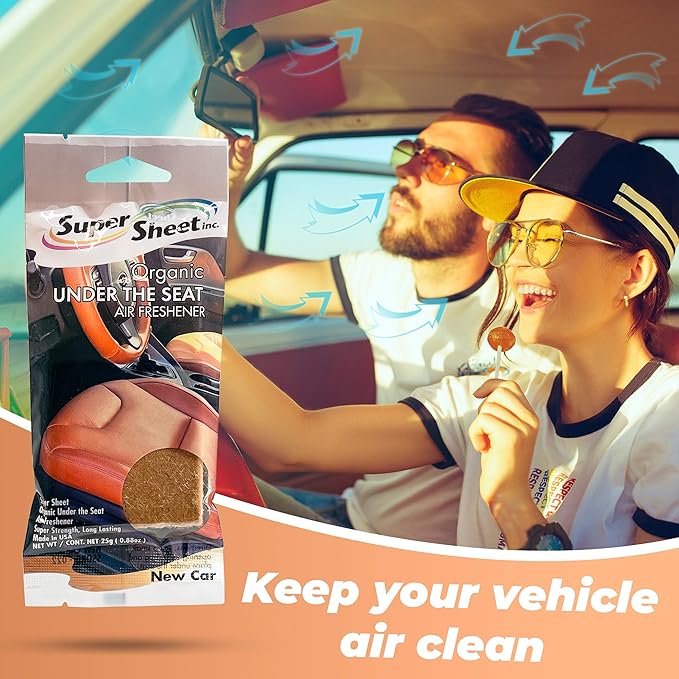 Organic Under the Seat Car Air Freshener, Long Lasting Fragrance, New Car Scent, 6 Pack
