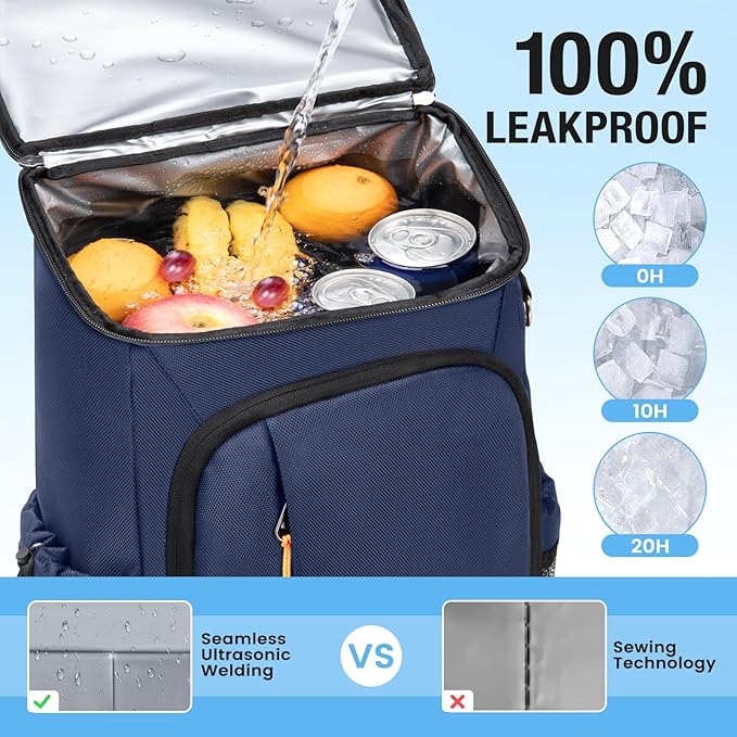 Cooler Backpack - 40 Cans Insulated Leak Proof Backpack Cooler Portable Picnic Camping Beach Hiking BBQ Picnic Bag for Men and Women -Blue