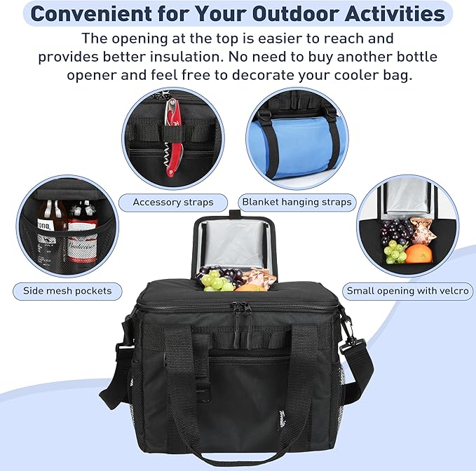 Tirrinia Soft Cooler Bag 24 Cans, Insulated Leakproof Portable Cooler with Lightweight & Adjustable Strap - Small Beach Cooler for Camping, Travel, Car, Picnic, Lunch Cooler Box