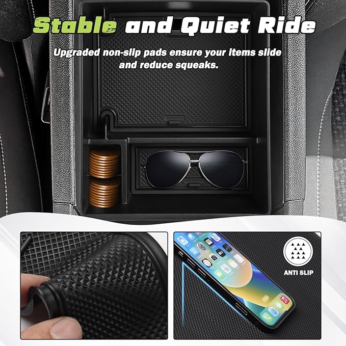 Sunsdrew Center Console Organizer for GMC Acadia 2017-2023 Accessories Acadia SL SLE SLT Denali AT4 Armrest Insert Console Tray ABS Organizer Armrest Storage Box