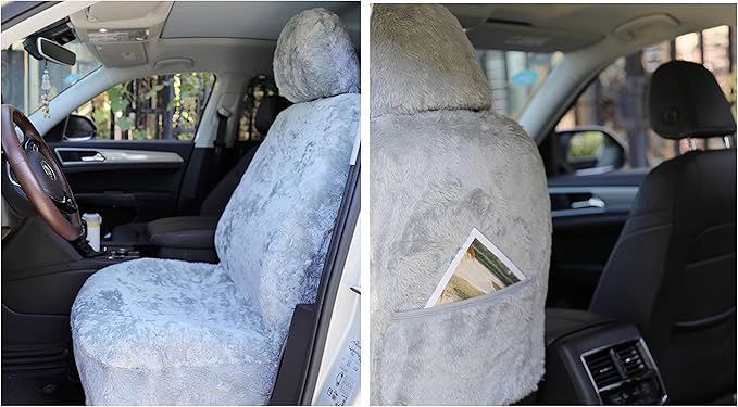 SHEEPSKIN ELITE Premium Sheepskin Car Seat Cover - All Season Comfort and Protection, Easy Installation (56" x 23", Light Gray Color)