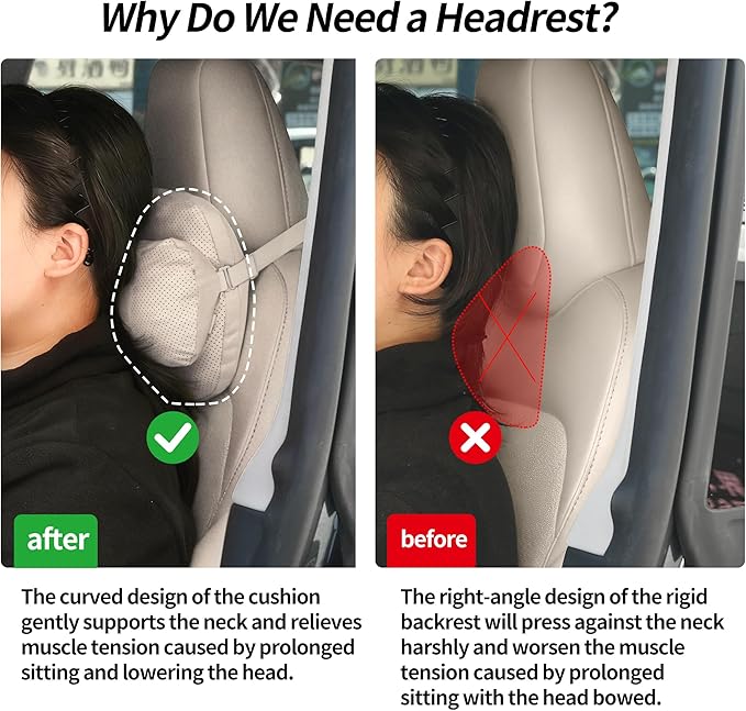 Car Neck Pillow, Comfortable Neck Pillow for Driving, Ergonomic Car Neck Support Pillow for Relieve Driving Fatigue, Suitable for Driving, Traveling (Beige)