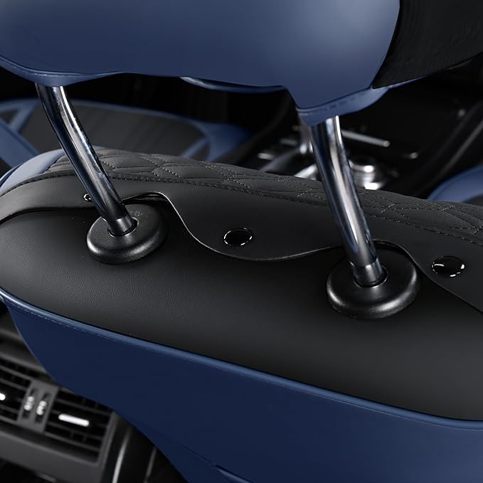 FLORICH Leather Front Car Seat Covers Waterproof Durable Front Seat Protector for Cars Luxury Seat Cover Breathable Vehicle Seat Cushion Universal Fit for Most Car Truck SUV, Black&Blue