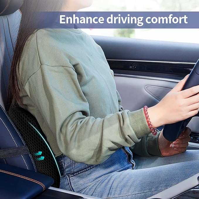 Lumbar Support Pillow for Office Chair, Car Lumbar Pillow Lower Back Pain Relief, Memory Foam Back Cushion with 4D Mesh Cover and Adjustable Straps, Ergonomic Chair Back Pillow for Car,Bed, Gaming