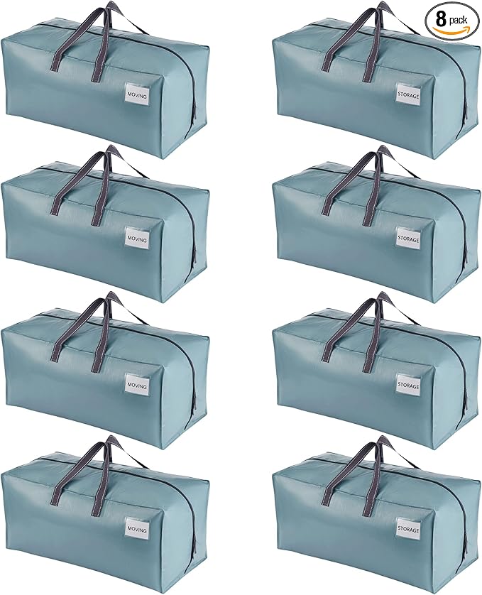 VENO 8 Pack Heavy Duty Moving Bags with Backpack Straps, Zippers & Handles, Extra Large Packing Bags for College Dorm Essentials, Moving Supplies Alternative to Cardboard Moving Boxes