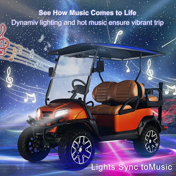 Roykaw Golf Cart Underglow LED Lights Strip Kit Underbody Neon Lighting Standard Million Color LED Compatible with EZGO, Club Car, Yamaha, ATV, UTV - Waterproof