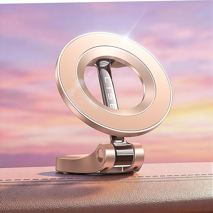 LISEN for iPhone MagSafe Car Mount, [Girls Recommend] Ultra Magnetic Phone Holder for Car Universal 360 Dashboard Phone Holde Magsafe Accessories for iPhone17 Pro Max Air 16 15 14 13 12 Rose Gold