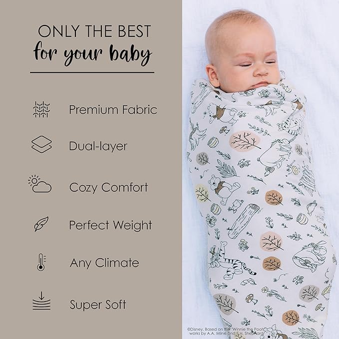 Milk Snob Disney Infant Boy/Girl Swaddle Blanket, Soft Receiving, Security and Play, Toddler Infant Newborn Bedding, Baby Shower, Baby Registry Gift (Winnie The Pooh Baby Bee) 34 * 34 inches