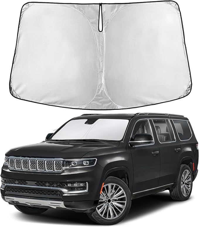 EcoNour Windshield Sunshade Compatible for Jeep GrandWagoneer 2022-2024 2025 2026, Sun Visor for Front Windshield & Window Sun Shade Cover, UV Heat Blocker & Protector, Car Accessories