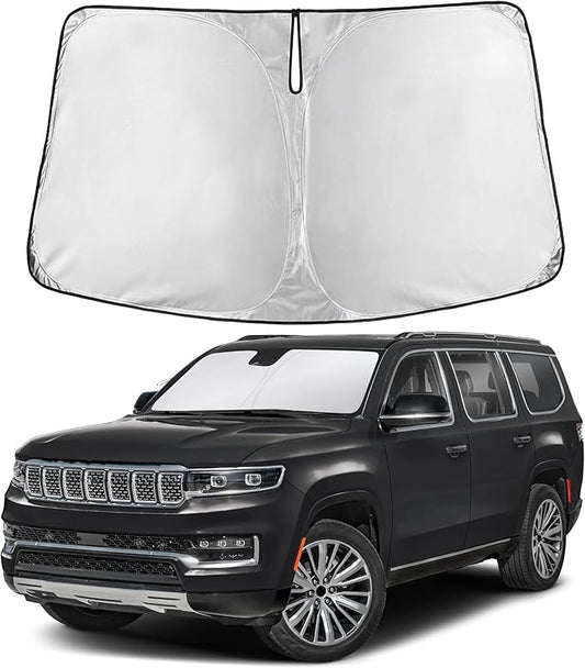 EcoNour Windshield Sunshade Compatible for Jeep GrandWagoneer 2022-2024 2025 2026, Sun Visor for Front Windshield & Window Sun Shade Cover, UV Heat Blocker & Protector, Car Accessories