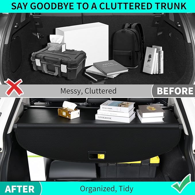 Cargo Cover fit for Nissan Rogue 2024 2023 2022 2021 Accessories, Retractable Rear Trunk Cover Luggage Security Shade, Anti-Peeping Privacy Screen Protector, Carbon Fiber Texture